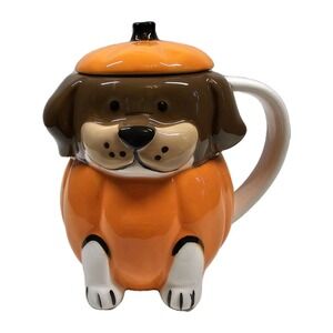 Lang Dog Puppy Pumpkin Coffee Tea Mug Cup With Lid Halloween Fall Autumn Harvest